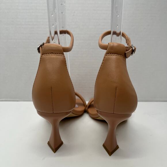 Marc Fisher Tan Leather LTD Derine Ankle Strap Square Toe Heeled Sandals 6.5M - Picture 6 of 14